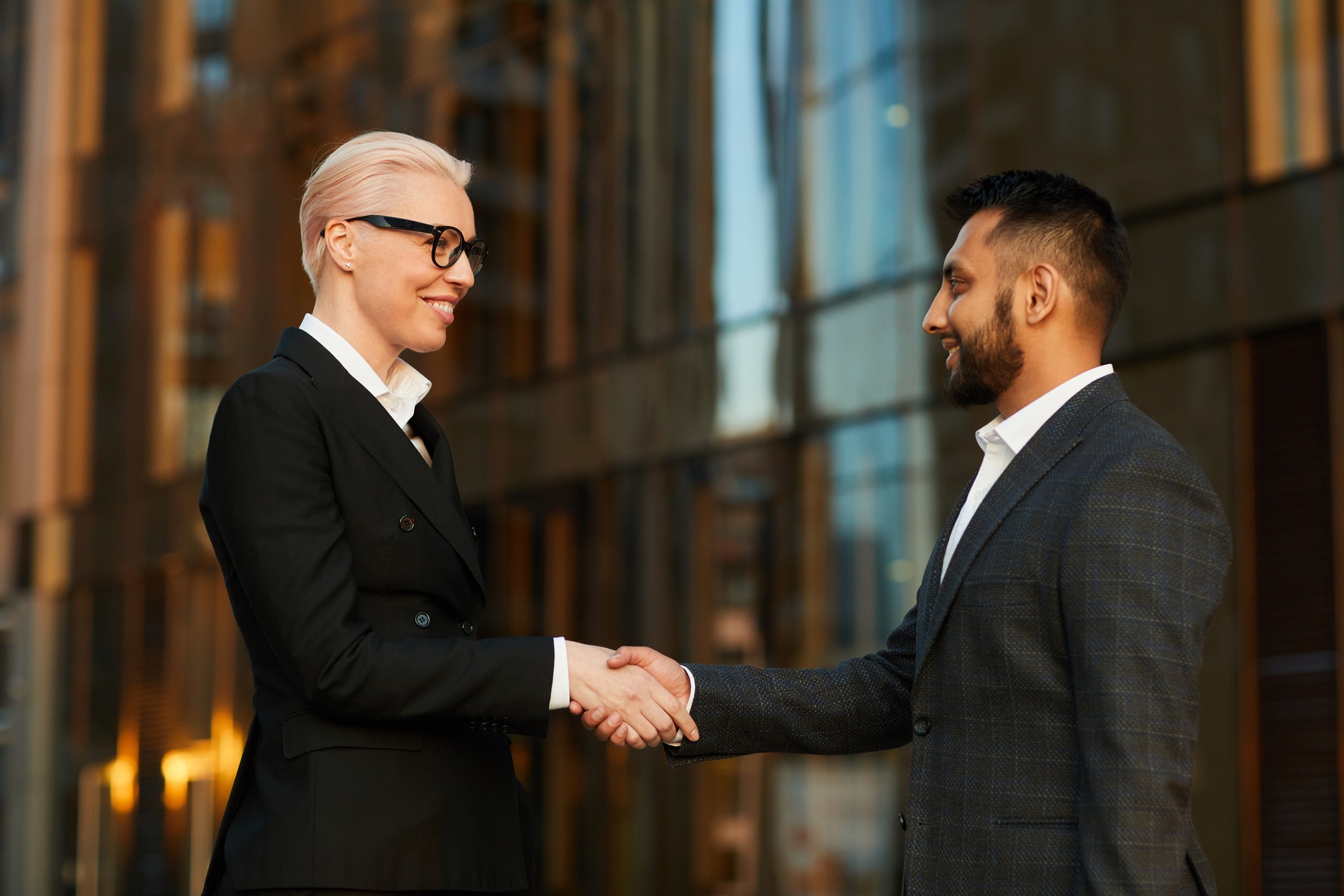 Business handshake in the city